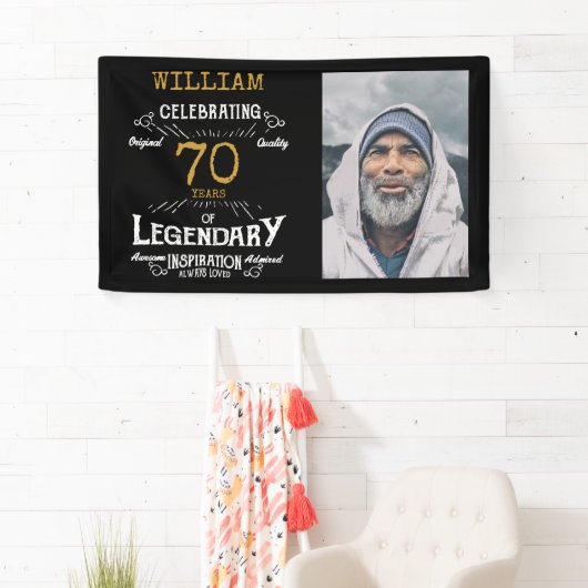 70番目の誕生日写真テンプレート伝説的 横断幕 (インサイチュ)
