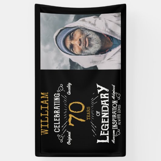 70番目の誕生日写真テンプレート伝説的 横断幕 (縦)