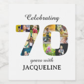 70番目の誕生日写真テンプレート招待状 ワインラベル (シングルラベル)