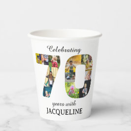 70番目の誕生日写真テンプレート招待状 紙コップ