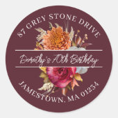 70番目の誕生日差出人住所ラベル ラウンドシール (正面)