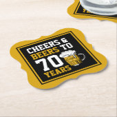 70番目の誕生日応援&ビアーズから70おもしろい年 ペーパーコースター (アングル)