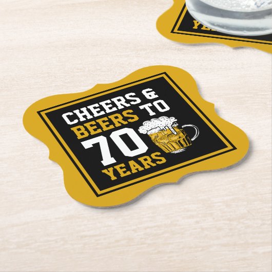 70番目の誕生日応援&ビアーズから70おもしろい年 ペーパーコースター (アングル)