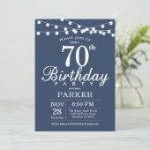 70番目の誕生日招待状ブルー 招待状 (スタンド正面)