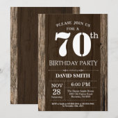 70番目の誕生日招待状ヴィンテージウッド 招待状 (正面/裏面)