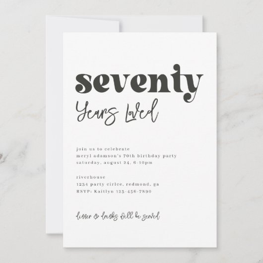 70番目の誕生日招待状 |写真70誕生日 招待状 (正面)