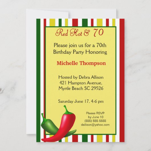 70番目の誕生日招待状 招待状 (正面)