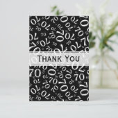 70番目の誕生日番号のパターン(白黒) サンキューカード (スタンド正面)