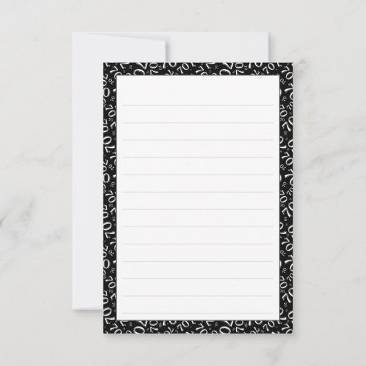 70番目の誕生日番号のパターン(白黒) サンキューカード (裏面)