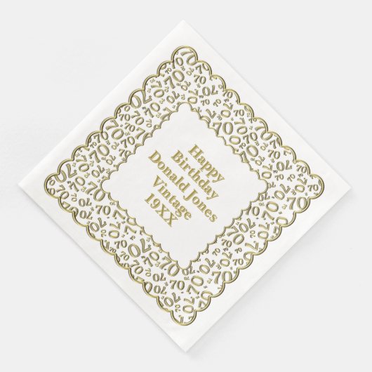 70番目の誕生日番号パターンスキャロプス金ゴールド/白 (コーナー)