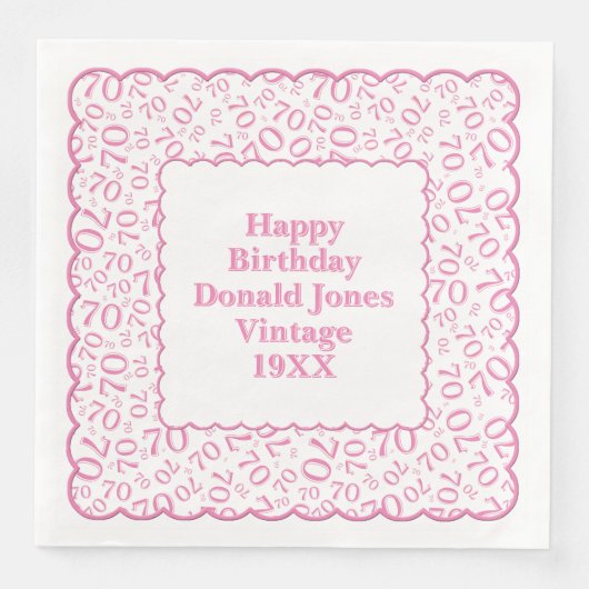 70番目の誕生日番号パターンホタテのピンク/白 (正面)