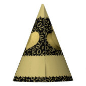70番目の誕生日番号パターン金ゴールド/黒のホタテ パーティーハット (裏面)