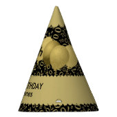 70番目の誕生日番号パターン金ゴールド/黒のホタテ パーティーハット (右)