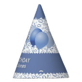 70番目の誕生日番号パターン青/白ホタテ パーティーハット (右)