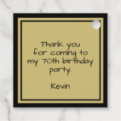 70番目の誕生日番号パターン70金ゴールドと黒 フェイバータグ (裏面)