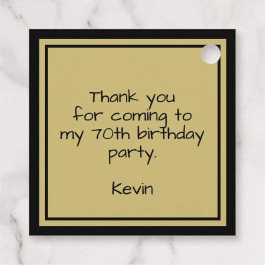 70番目の誕生日番号パターン70金ゴールドと黒 フェイバータグ (裏面)