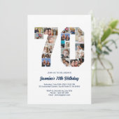 70番目の誕生日番号70カスタムフォトコラージュ 招待状 (スタンド正面)