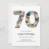 70番目の誕生日番号70カスタムフォトコラージュ 招待状 (正面)