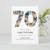 70番目の誕生日番号70カスタムフォトコラージュ 招待状 (スタンド正面)