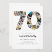 70番目の誕生日番号70カスタムフォトコラージュ 招待状 (正面/裏面)