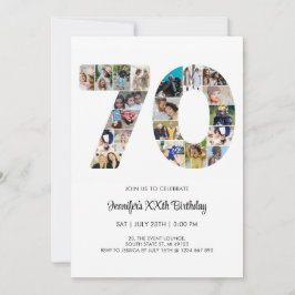 70番目の誕生日番号70カスタムフォトコラージュ 招待状