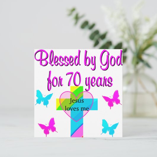 70番目の誕生日祈りの言葉 カード (スタンド正面)