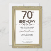 70番目の誕生日金ゴールドフォーマル招待状 招待状 (正面)