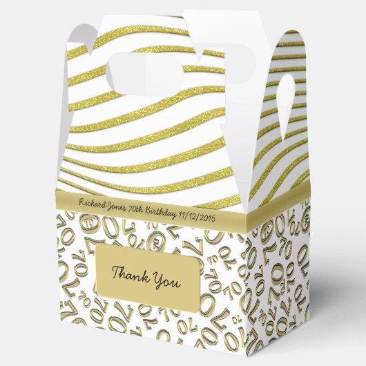70番目の誕生日金ゴールド/白の番号パターン フェイバーボックス (オープン)