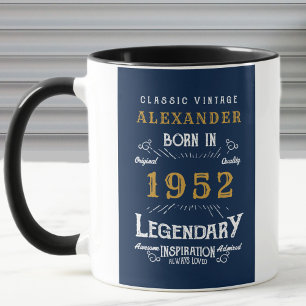 70番目の誕生日1952名前の追加ヴィンテージ青金ゴールド マグカップ