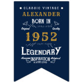 70番目の誕生日1952青い金ゴールド追加の名前レトロ バンティングフラッグ (第1の旗)