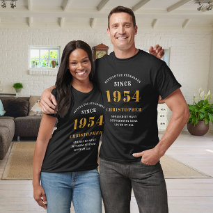 70番目の誕生日1954名前の追加ブラック金ゴールドパーティー Tシャツ