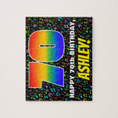 70番目の誕生日:おもしろい、カラフル音楽シンボル、「70」 ジグソーパズル (縦)