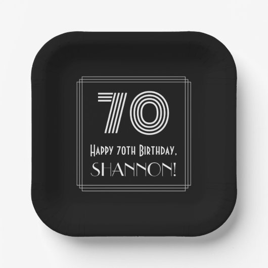 70番目の誕生日:インスパイアアールデコの検索「70」 +名前 ペーパープレート (正面)