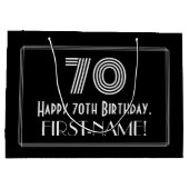 70番目の誕生日:インスパイアアールデコの「70」の外観と名前 ラージペーパーバッグ (裏面)