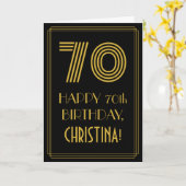 70番目の誕生日:インスパイアアールデコ「70」の検索と名前 カード (黄色い花)