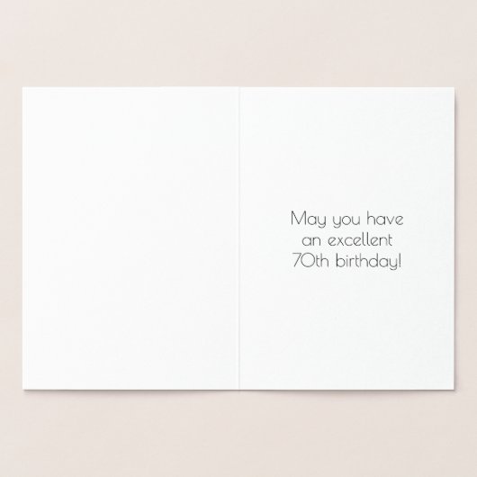 70番目の誕生日:インスパイアアールデコ「70」の検索と名前 箔カード (内部)