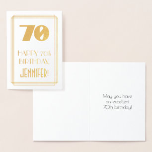 70番目の誕生日:インスパイアアールデコ「70」の検索と名前 箔カード