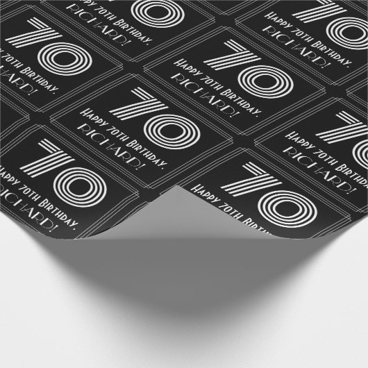 70番目の誕生日:インスパイアアールデコ「70」を名前とともに検索 ラッピングペーパー (角)
