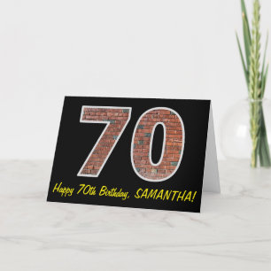 70番目の誕生日-レンガ壁パターン"70" (名前付き) カード