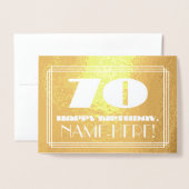70番目の誕生日:名前+アールデコインスパイアの外観"70" 箔カード (封筒付き正面)