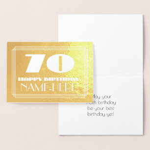 70番目の誕生日:名前+アールデコインスパイアの外観"70" 箔カード