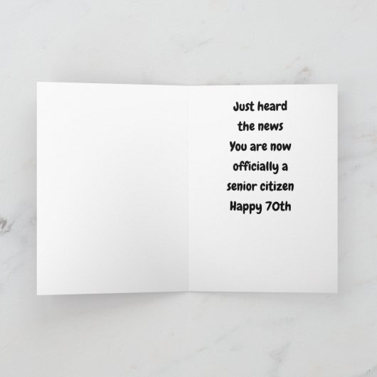 **70番目の誕生日**男の赤ちゃんカードのユーカッコいいモア カード (内部)