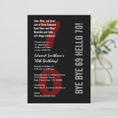 70番目の誕生日(白モダン色)、白、赤、W1789 招待状 (スタンド正面)