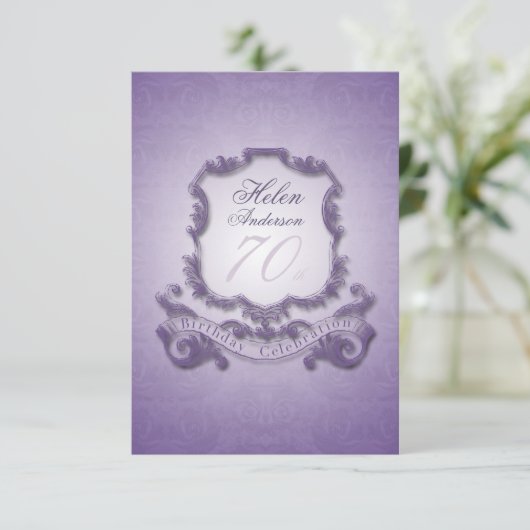 70番目の誕生祝いヴィンテージフレーム招待状 招待状 (スタンド正面)