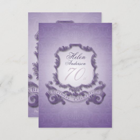 70番目の誕生祝いヴィンテージフレーム招待状 招待状 (正面/裏面)