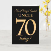 70番目の金ゴールド効果がブラック、叔父誕生日 カード (黄色い花)