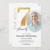 70番目の金ゴールド誕生日招待状（写真あり） 招待状 (正面/裏面)