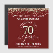 70番目の金ゴールド誕生日日付マグネットの保存 (正面/裏面)