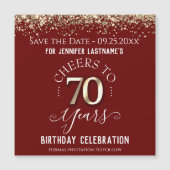 70番目の金ゴールド誕生日日付マグネットの保存 (正面)