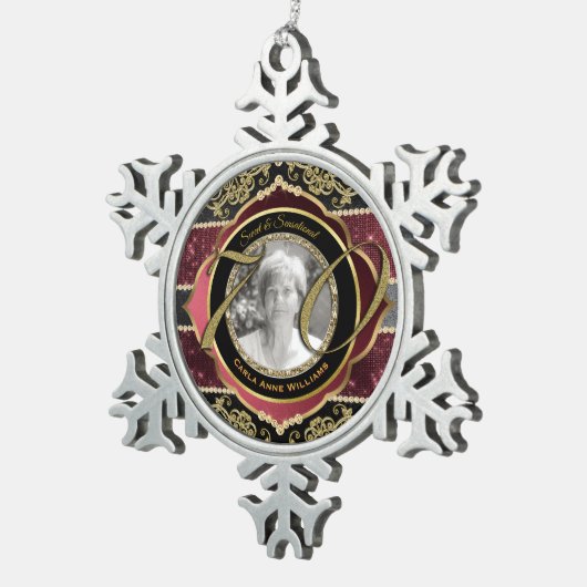 70番目の70番目の金ゴールドルビーダイヤモンドフォトフレーム スノーフレークピューターオーナメント (右)